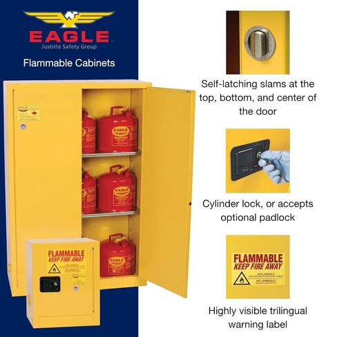Eagle American Made 22 Gallon F﻿lammable Liquid Storage Cabinet, Manual-Close Under Counter Fireproof Cabinet for Schools, Garages, Manufacturing Facilities, 35" x 22" x 35", 1971X in Saudi Arabia