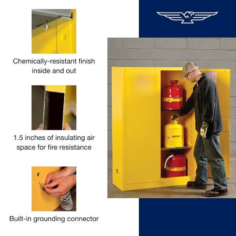 Eagle American Made 22 Gallon F﻿lammable Liquid Storage Cabinet, Manual-Close Under Counter Fireproof Cabinet for Schools, Garages, Manufacturing Facilities, 35" x 22" x 35", 1971X in Saudi Arabia