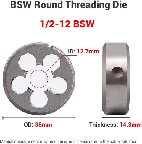1 قطعة 1/2 "-12 BSW قالب لولبة مستدير، آلة مترابطة اليد اليمنى سبائك الصلب قالب دائري لخيوط قالب الآلات إصلاح المسمار أداة القطع in Saudi Arabia