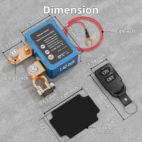 DaierTek 12V/24V 240A مفتاح فصل البطارية عن بعد، مفتاح إيقاف الطاقة ضد التداخل مع حماية من الجهد الكهربي لسيارة شاحنة RV قارب بحري in Kuwait