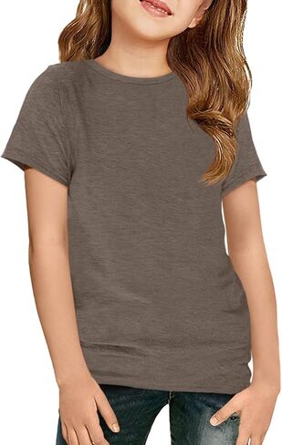 ZDC Girls Short Sleeve T Shirts Kids Crewneck Summer Tops Basic Tees 5-14 Years in Saudi Arabia