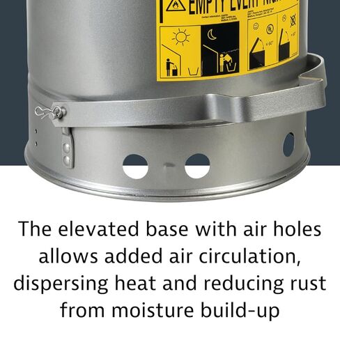 Justrite 10 Gallon Galvanized Steel Oily Waste Can, 18" x 14" Metal Oil Rag Safety Can with Quiet Foot Operated Self-Closing Lid for Oil Rag Disposal, Made in The USA, Silver, 09304 in Saudi Arabia