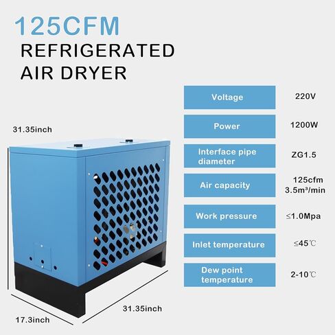 125CFM مجفف هواء مبرد لضاغط الهواء أنظمة الهواء المضغوط مجفف هواء نوع مبرد 220 فولت 1200 وات لضاغط هواء 30 حصان in Saudi Arabia