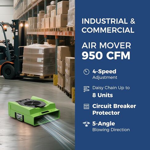 صفقة حزمة ALORAIR HEPA لغسيل الهواء (أخضر): محرك هواء 950 CFM وجهاز هواء سلبي 550 CFM قابل للتكديس لجودة الهواء الداخلي واستعادة أضرار المياه (1 * منظف هواء HEPA 550، 1 * محرك هواء Zeus 900) in Saudi Arabia