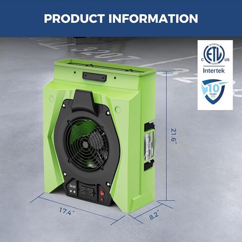صفقة حزمة ALORAIR HEPA لغسيل الهواء (أخضر): محرك هواء 950 CFM وجهاز هواء سلبي 550 CFM قابل للتكديس لجودة الهواء الداخلي واستعادة أضرار المياه (1 * منظف هواء HEPA 550، 1 * محرك هواء Zeus 900) in Saudi Arabia
