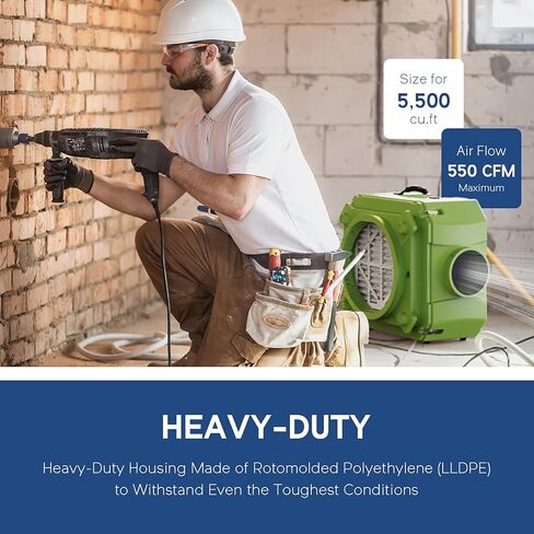 صفقة حزمة ALORAIR HEPA لغسيل الهواء (أخضر): محرك هواء 950 CFM وجهاز هواء سلبي 550 CFM قابل للتكديس لجودة الهواء الداخلي واستعادة أضرار المياه (1 * منظف هواء HEPA 550، 1 * محرك هواء Zeus 900) in Saudi Arabia