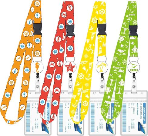 4-Pack Waterproof Retractable Lanyards for Cruise Ship Cards, Marble Print ID Card Holder with Detachable Buckle for Royal Caribbean, Carnival, Disney, NCL Cruise Essentials 2025 in Saudi Arabia