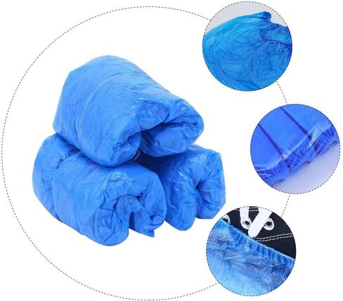 100Pcs Disposable Non-Woven Shoe Covers Waterproof Non-Slip Indoor Protective Footwear Covers Thickened Breathable Material for Dust Prevention and Floor Protection in Saudi Arabia