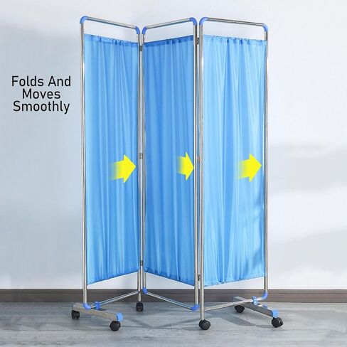 Mobile Medical Privacy Screen Room Divider, 3-6 Panels with Wheels, 6ft High Metal Frame, Ideal for Beauty Salons, Hospitals, and Dormitories - 3-Panel Size in Saudi Arabia