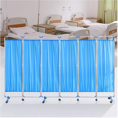 6-Panel Mobile Medical Privacy Screen - 6ft High Room Divider on Wheels for Hospitals, Beauty Salons & Dormitories - Metal Frame Partition for Enhanced Patient Privacy in Saudi Arabia