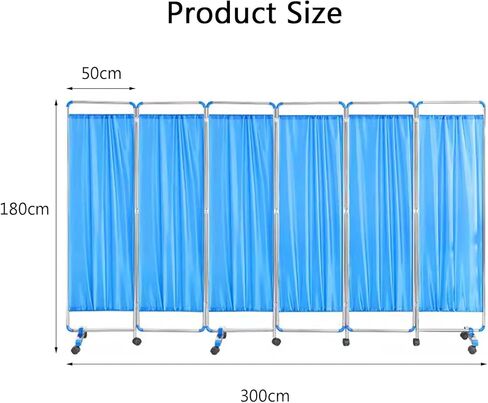 6-Panel Mobile Medical Privacy Screen - 6ft High Room Divider on Wheels for Hospitals, Beauty Salons & Dormitories - Metal Frame Partition for Enhanced Patient Privacy in Saudi Arabia