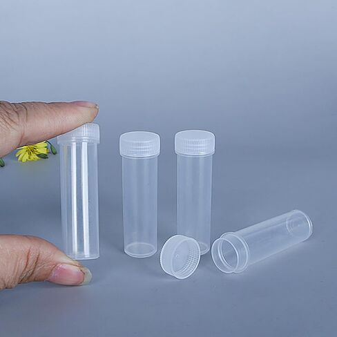 GSHLLO 50 Pcs 7ml Clear Plastic Lab Vials Screw Cap Sample Bottles Transparent Sample Tubes Leak Proof Vial Bottles Small Item Storage Vials Empty Vial Containers for Solids Liquids in Saudi Arabia