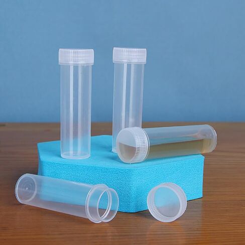 GSHLLO 50 Pcs 7ml Clear Plastic Lab Vials Screw Cap Sample Bottles Transparent Sample Tubes Leak Proof Vial Bottles Small Item Storage Vials Empty Vial Containers for Solids Liquids in Saudi Arabia