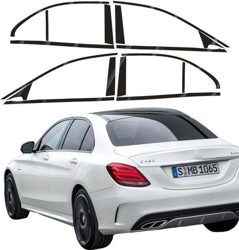 نافذة الكسوة كروم حذف تراكب التعتيم الفينيل الأصلي المقطوع مسبقًا لمرسيدس بنز C Class W205 2014-2022 نمط ألياف الكربون in Kuwait