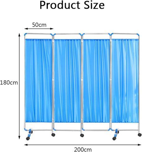 Mobile Medical Privacy Screen, 4-Panel Room Divider on Wheels, 6ft High Metal Frame for Hospitals, Beauty Salons, Dorms - Portable Privacy Solution in Saudi Arabia