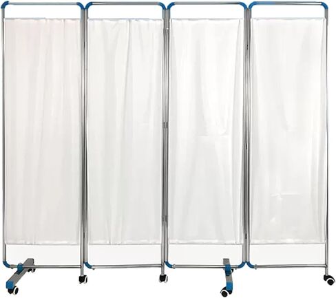 Portable 6-Panel Medical Privacy Screen, 6ft High Bed Partition with Wheels, Ideal for Hospitals, Beauty Salons, and Offices - White Color in Saudi Arabia