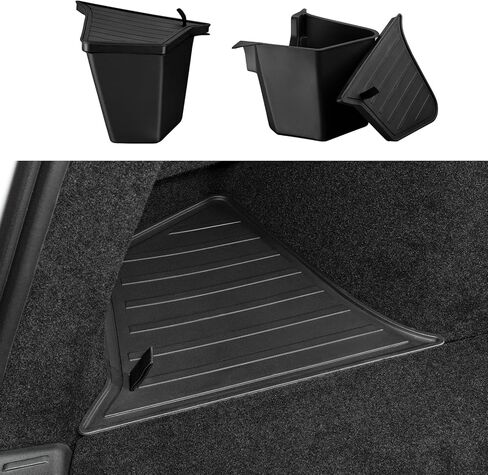 Motrobe 2024 2025 Tesla Model 3 Highland Rear Trunk Organizer Side Storage Box with Carpeted Lid Reinforced Handle for Model 3 Interior Accessories in Saudi Arabia