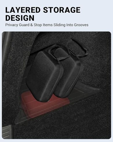 Motrobe 2024 2025 Tesla Model 3 Highland Rear Trunk Organizer Side Storage Box with Carpeted Lid Reinforced Handle for Model 3 Interior Accessories in Saudi Arabia