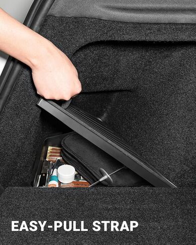 Motrobe 2024 2025 Tesla Model 3 Highland Rear Trunk Organizer Side Storage Box with Carpeted Lid Reinforced Handle for Model 3 Interior Accessories in Saudi Arabia