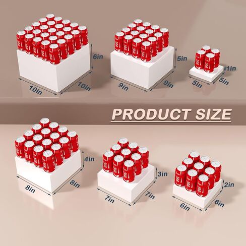 6PCS Buffet Risers with Mini Sign and Marker, Food Risers for Buffet Table, Catering Dessert Cake Stand for Party, Display Riser for Collectibles, Dessert Table Display Set, Acrylic Boxes Nesting Risers, White (5"x6"x7"8"x9"x10") in Saudi Arabia