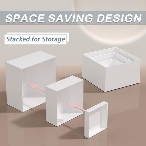 6PCS Buffet Risers with Mini Sign and Marker, Food Risers for Buffet Table, Catering Dessert Cake Stand for Party, Display Riser for Collectibles, Dessert Table Display Set, Acrylic Boxes Nesting Risers, White (5"x6"x7"8"x9"x10") in Saudi Arabia