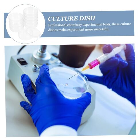 Veemoon 10Pcs Clear Culture Dishes Laboratory Culture Plates for Safe Sample Handling for Experiments and Cell Culture Non Deforming Petri Dish in Saudi Arabia