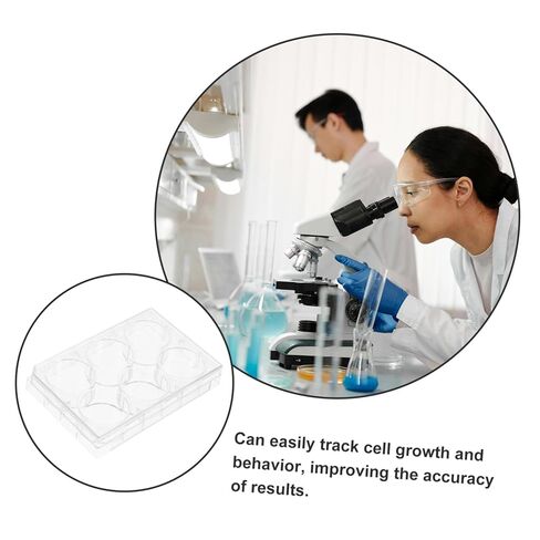 GANAZONO Cell Culture Plate Lid 6-Well Laboratory Tissue Culture Tray for Growth Sturdy Plastic Petri Dish for Scientific Experiments in Saudi Arabia