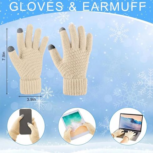 24 Pcs Women Winter Knitted Beanie Hats Loop Scarf Touch Screen Gloves and Earmuff Warm Set for Cold Weather Hiking Skating in Saudi Arabia
