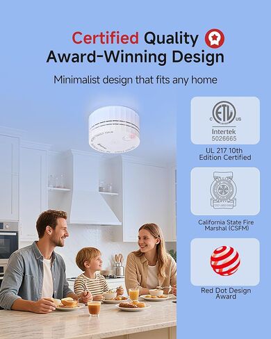 Heiman Matter Smoke Detector, Smart Photoelectric Fire Alarm, UL217-10th Certified, Battery Powered, Real-Time Notification, Compatible with Smartthings, Home Assistant, Mini Portable for Home Travel in Saudi Arabia