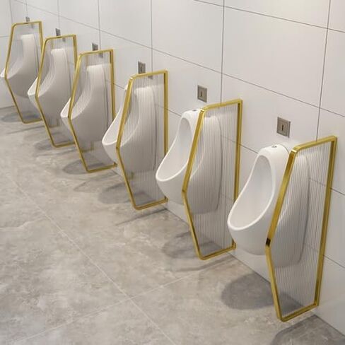 Wall-Mounted Stainless Steel Urinal with Tempered Glass Privacy Screen, 5PCS Rose Design for Hotels, Bars, Restaurants - Sleek Bathroom Partition Solutions in Saudi Arabia