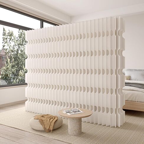 Foldable Paper Room Divider - Freestanding Privacy Screen, Portable Accordion Partition for Home Office Bedroom, Flexible Space Separator for Small Spaces, Easy Setup, White (197x17x86.6in) in Saudi Arabia