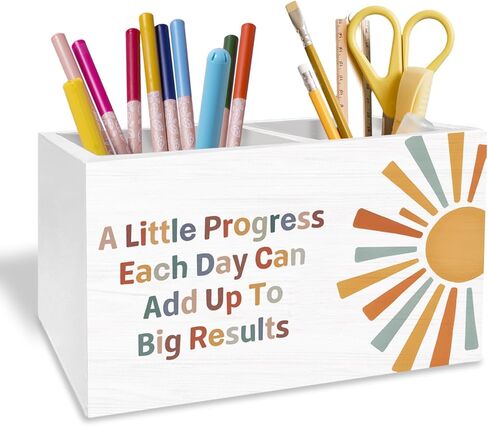 Boy Nursery Decor Pen Holder for Desk, Little Man Cave Pencil Organizer, Modern Black and White Peace Sign Wooden Box Sign Desk Decor for Boys Room Nursery Playroom Decoration in Saudi Arabia