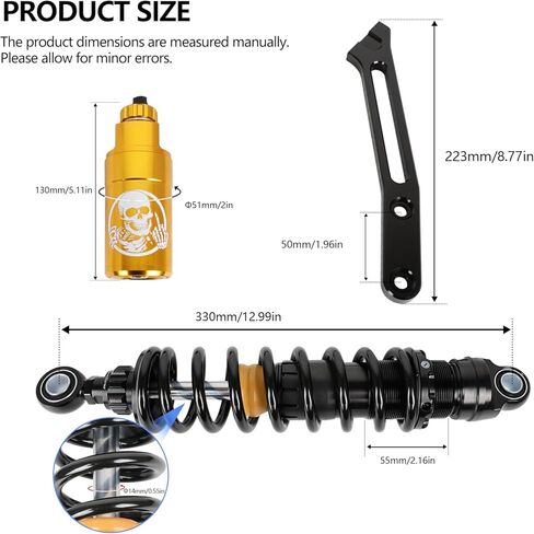 Upgraded Motorcycle Adjustable Remote Reservoir Rear Suspension Shocks Set Fits for Harley Davidson Touring Road Glide Road King Street Glide 2014-2025 Black in Saudi Arabia