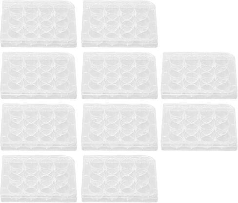 Polystyrene Tissue Culture Plate Highly Transparent Flat Bottom Uniform Thickness with Lid for Laboratory Biology Room 10pcs (12 Holes) in Saudi Arabia