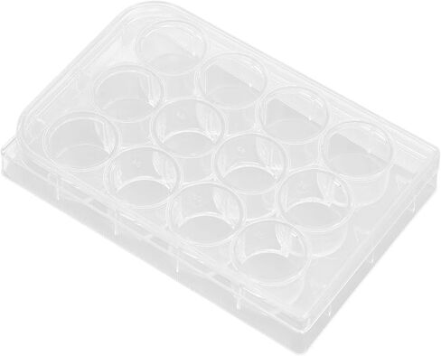 Polystyrene Tissue Culture Plate Highly Transparent Flat Bottom Uniform Thickness with Lid for Laboratory Biology Room 10pcs (12 Holes) in Saudi Arabia