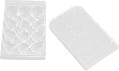 Polystyrene Tissue Culture Plate Highly Transparent Flat Bottom Uniform Thickness with Lid for Laboratory Biology Room 10pcs (12 Holes) in Saudi Arabia