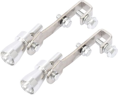 X AUTOHAUX 2pcs XL Size Aluminum Alloy Universal Turbo Sound Exhaust Muffler Pipe Whistle Car Roar Maker Silver Tone in Saudi Arabia