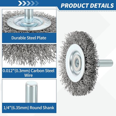 Wire Brush for Drill Set 42Pack, Crimping Steel Wire 0.012" (Carbon Steel) Wire Wheel Brush Drill with 1/4" Round Shank - for Rust, Cleaning, Deburring on Cast Iron in Kuwait