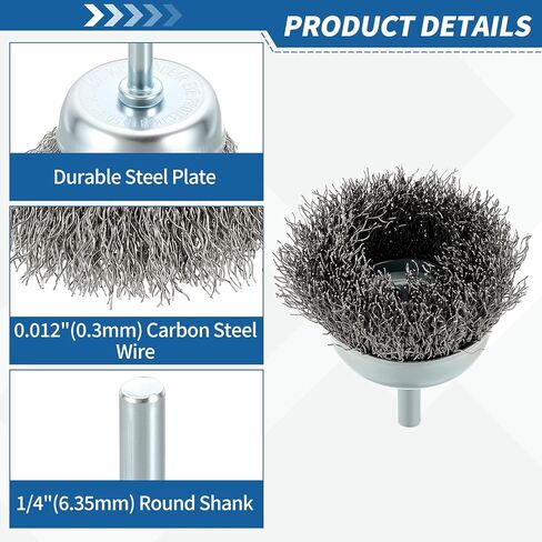 Wire Brush for Drill Set 42Pack, Crimping Steel Wire 0.012" (Carbon Steel) Wire Wheel Brush Drill with 1/4" Round Shank - for Rust, Cleaning, Deburring on Cast Iron in Kuwait