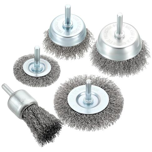 Wire Brush for Drill Set 42Pack, Crimping Steel Wire 0.012" (Carbon Steel) Wire Wheel Brush Drill with 1/4" Round Shank - for Rust, Cleaning, Deburring on Cast Iron in Kuwait