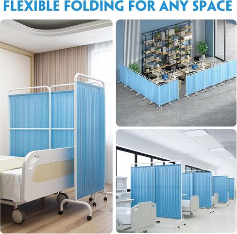 6FT Mobile Medical Privacy Screen with Wheels, Folding Rolling Room Divider for Clinic, Beauty Salon, Office, and Private Spaces (1, Dark Blue) in Saudi Arabia