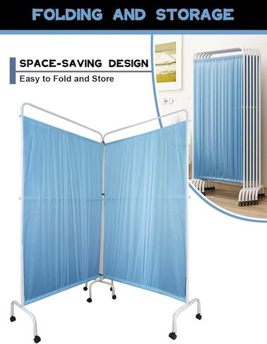6FT Mobile Medical Privacy Screen with Wheels, Folding Rolling Room Divider for Clinic, Beauty Salon, Office, and Private Spaces (1, Dark Blue) in Saudi Arabia