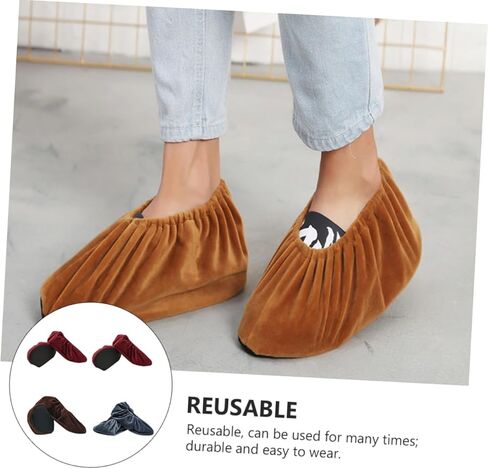 FOMIYES 4Pairs Skid Lint Cloth Shoe Covers Thickened Sole Non Slip Design for Indoor Use Random Colors Reusable Breathable Protection for Clean Floors in Saudi Arabia