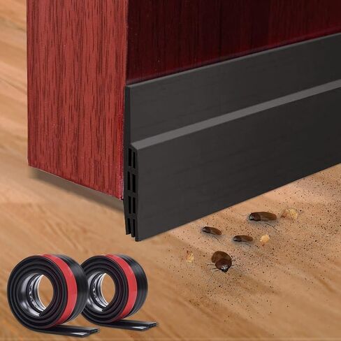 2025MOFFNNOL JBWKWELM 2 قطعة سدادة باب من السيليكون - 39 بوصة × 35 بوصة شريط ختم الباب الأسود للأبواب الداخلية والخارجية الطقس تجريد الصوت 1 in Kuwait