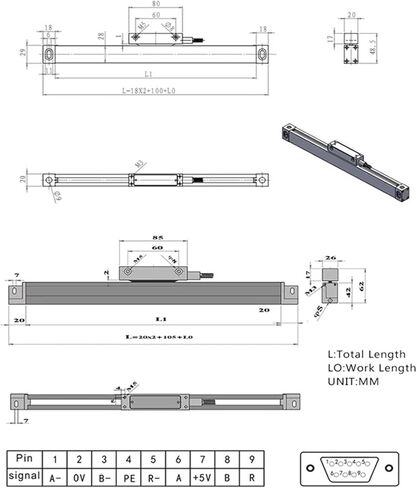 0.005mm Linear Encoder Small Grating Ruler Sensor Transducer(250mm) in Saudi Arabia