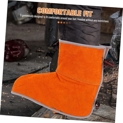 HOMSFOU 1Pair Leather Welding Leg Covers Heat Resistant Fireproof Protective Shoe Covers for Welders Durable Abrasion Resistant Design for Enhanced Comfort and Safety During Welding Tasks in Saudi Arabia