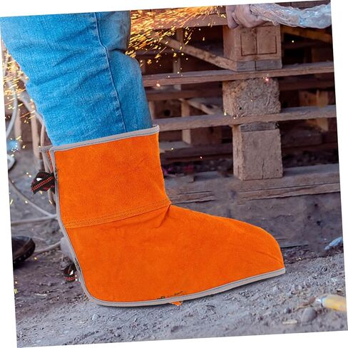 HOMSFOU 1Pair Leather Welding Leg Covers Heat Resistant Fireproof Protective Shoe Covers for Welders Durable Abrasion Resistant Design for Enhanced Comfort and Safety During Welding Tasks in Saudi Arabia
