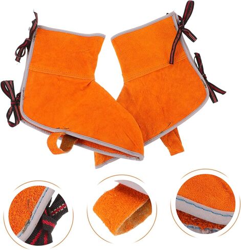 HOMSFOU 1Pair Leather Welding Leg Covers Heat Resistant Fireproof Protective Shoe Covers for Welders Durable Abrasion Resistant Design for Enhanced Comfort and Safety During Welding Tasks in Saudi Arabia