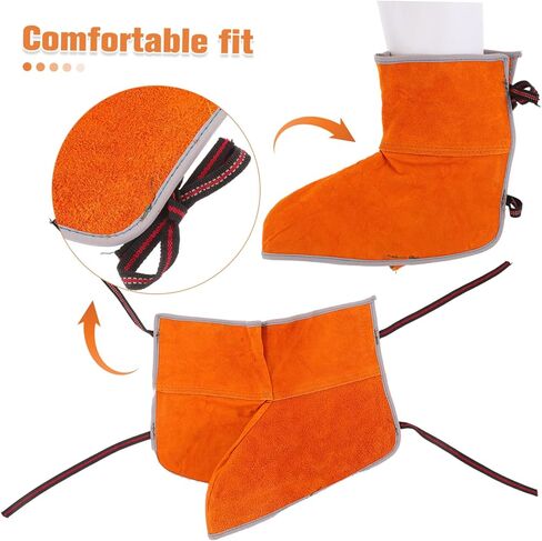 1Pair Welding Socks Durable Heat Resistant Leather Foot Covers for Welders Comfortable Ergonomic Design Comprehensive Safety From Sparks and Hot Splashes for Welding in Saudi Arabia