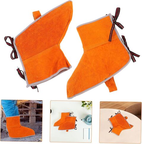 1Pair Welding Socks Durable Heat Resistant Leather Foot Covers for Welders Comfortable Ergonomic Design Comprehensive Safety From Sparks and Hot Splashes for Welding in Saudi Arabia